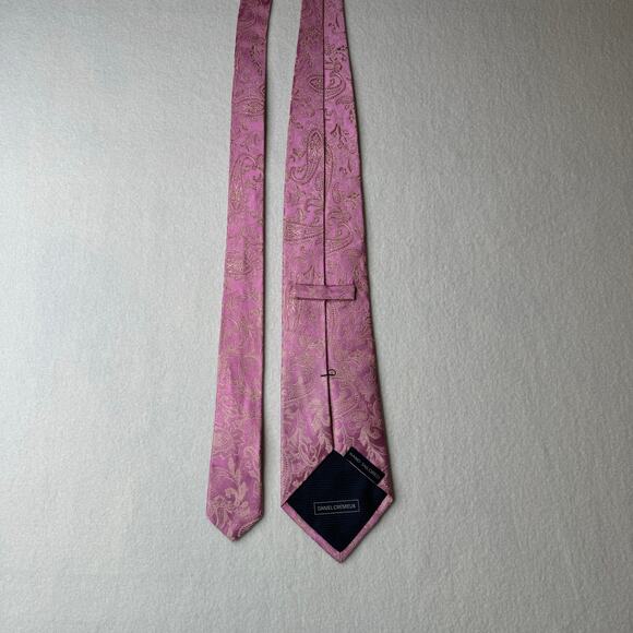 Daniel Cremieux Mens 59” Necktie Hand Tailored 100% Soie Silk Pink Made in USA - Picture 4 of 6